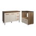 Balc&atilde;o Arm&aacute;rio Gabinete Bruna 118 cm Savana Off White com Tampo Savana e Balc&atilde;o Evelyn Cooktop 4 Bocas Savana Off White