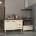 Balc&atilde;o Arm&aacute;rio Gabinete Bruna 118 cm Savana Off White com Tampo Savana e Balc&atilde;o Evelyn Cooktop 4 Bocas Savana Off White