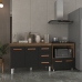 Balc&atilde;o Arm&aacute;rio Gabinete Bruna 118 cm Savana Preto com Tampo Savana e Balc&atilde;o Evelyn para Cooktop 4 Bocas Savana Preto