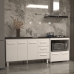 Gabinete Arm&aacute;rio Carine 138 cm com Tampo Tamp&atilde;o e Balc&atilde;o Evelyn Para cooktop 4 Bocas Branco e Preto