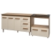 Gabinete Arm&aacute;rio Carine 138 cm com Tampo Tamp&atilde;o e Balc&atilde;o Evelyn Para cooktop 4 Bocas Savana e Off White