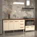 Gabinete Arm&aacute;rio Carine 138 cm com Tampo Tamp&atilde;o e Balc&atilde;o Evelyn Para cooktop 4 Bocas Savana e Off White