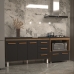 Gabinete Arm&aacute;rio Carine 138 cm com Tampo Tamp&atilde;o e Balc&atilde;o Evelyn Para cooktop 4 Bocas Savana e Preto