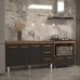 Gabinete Arm&aacute;rio Carine 138 cm com Tampo Tamp&atilde;o e Balc&atilde;o Evelyn Para cooktop 4 Bocas Savana com Preto