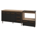 Gabinete Arm&aacute;rio Carine 138 cm com Tampo Tamp&atilde;o e Balc&atilde;o Evelyn Para cooktop 4 Bocas Savana com Preto