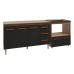 Gabinete Arm&aacute;rio Carine 138 cm com Tampo Tamp&atilde;o e Balc&atilde;o Evelyn Para cooktop 4 Bocas Savana com Preto