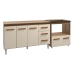 Gabinete Armário Carine 138 cm com Tampo Tampão e Balcão Evelyn Para cooktop 5 Bocas Savana e Off White