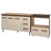 Gabinete Armário Carine 138 cm com Tampo Tampão e Balcão Evelyn Para cooktop 5 Bocas Savana e Off White