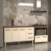 Gabinete Armário Carine 138 cm com Tampo Tampão e Balcão Evelyn Para cooktop 5 Bocas Savana e Off White