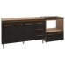 Gabinete Arm&aacute;rio Carine 138 cm com Tampo Tamp&atilde;o e Balc&atilde;o Evelyn Para cooktop 5 Bocas Savana com Preto