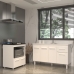 Arm&aacute;rio Gabinete Camila 138 cm com Tampo Tamp&atilde;o e Balc&atilde;o Evelyn Para cooktop 4 Bocas Branco