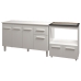 Arm&aacute;rio Gabinete Camila 138 cm com Tampo Tamp&atilde;o e Balc&atilde;o Evelyn Para cooktop 5 Bocas Branco