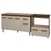 Armário Gabinete Camila 138 cm com Tampo Tampão e Balcão Evelyn Para cooktop 5 Bocas Savana e Off White