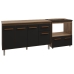 Arm&aacute;rio Gabinete Camila 138 cm com Tampo Tamp&atilde;o e Balc&atilde;o Evelyn Para cooktop 5 Bocas Savana com Preto