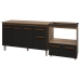 Arm&aacute;rio Gabinete Camila 138 cm com Tampo Tamp&atilde;o e Balc&atilde;o Evelyn Para cooktop 5 Bocas Savana com Preto