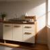 Balc&atilde;o Gabinete De Cozinha para pia de 1,20 Multiuso 3 Portas M&oacute;vel Arm&aacute;rio De Pia Bancada Organizador Savana Off-White