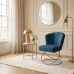 Poltrona Decorativa Estofada Base Aramado Aço Reforçada Industrial Champagne e Azul Marinho