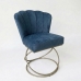 Poltrona Decorativa Estofada Base Aramado Aço Reforçada Industrial Champagne e Azul Marinho