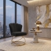 Poltrona Decorativa Estofada Base Aramado Aço Reforçada Industrial Dourado e Cor Preto