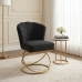 Poltrona Decorativa Estofada Base Aramado Aço Reforçada Industrial Dourado e Cor Preto