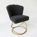 Poltrona Decorativa Estofada Base Aramado Aço Reforçada Industrial Dourado e Cor Preto
