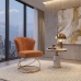 Poltrona Decorativa Estofada Base Aramado Aço Reforçada Industrial Dourado e Cor Terra Cota