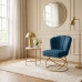 Poltrona Decorativa Estofada Base Aramado Aço Reforçada Industrial Dourado e Azul Marinho