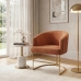 Poltrona Decorativa Moderno Luxo Base Aço Reforçado Dourado Cor Terra Cota