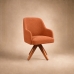 Poltrona Decorativa Base Madeira Girat&oacute;ria Design Moderno Alaska Terra Cota