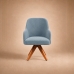 Poltrona Decorativa Base Madeira Girat&oacute;ria Design Moderno Alaska Celeste