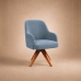 Poltrona Decorativa Base Madeira Girat&oacute;ria Design Moderno Alaska Celeste
