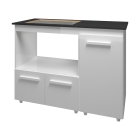 Balcão para Cooktop 4 Bocas Malu com Nicho para Micro-ondas Branco Mobília Decor