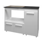 Balcão para Cooktop 5 Bocas Malu com Nicho para Micro-ondas Branco Mobília Decor