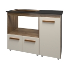 Balc&atilde;o para Cooktop 5 Bocas Malu com Nicho para Micro-ondas Savana e Off White Mob&iacute;lia Decor